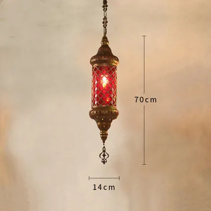 lustre industriel rétro en fer et verre coloré pour établissements asiatiques - vue 14 sur 14