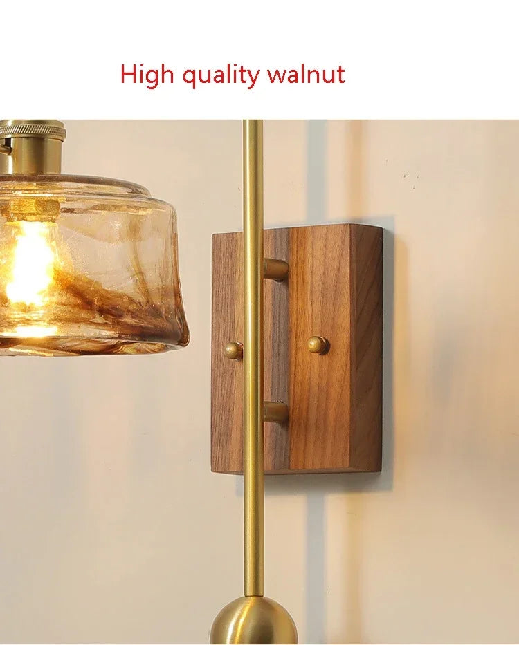Retro Bedroom Wall Lamp, Glass Living Room Hallway, Staircase Headboard, Dining Room, LED Wall Lamp, Minimalist Design - vue 6 sur 6