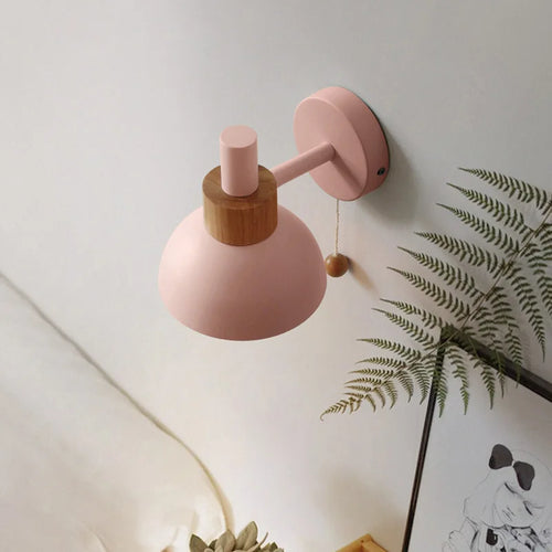 applique murale en bois avec interrupteur à tirette design nordique