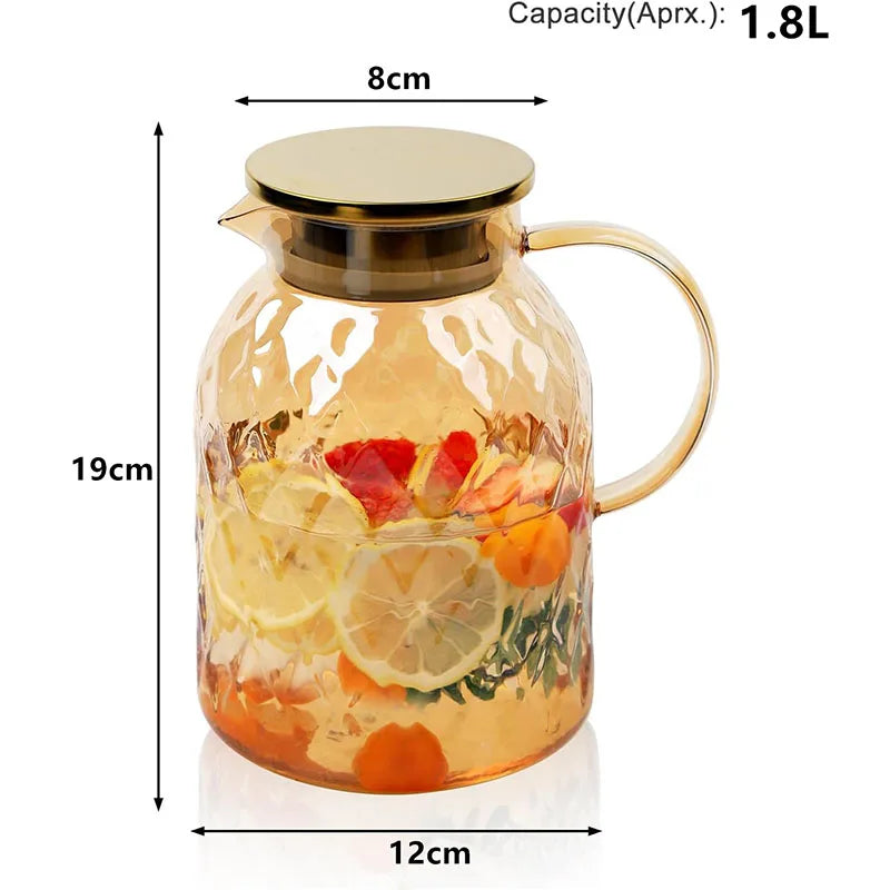 Pichet carafe verre borosilicate 1800 ml style vintage