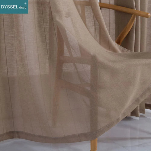 Rideau voilage rayures style europeen pour salon chambre - vue 3 sur 8