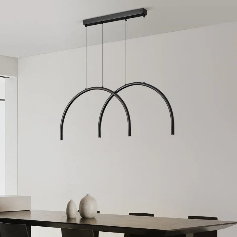 lampe suspendue moderne en laiton noir doré avec leds réglables
