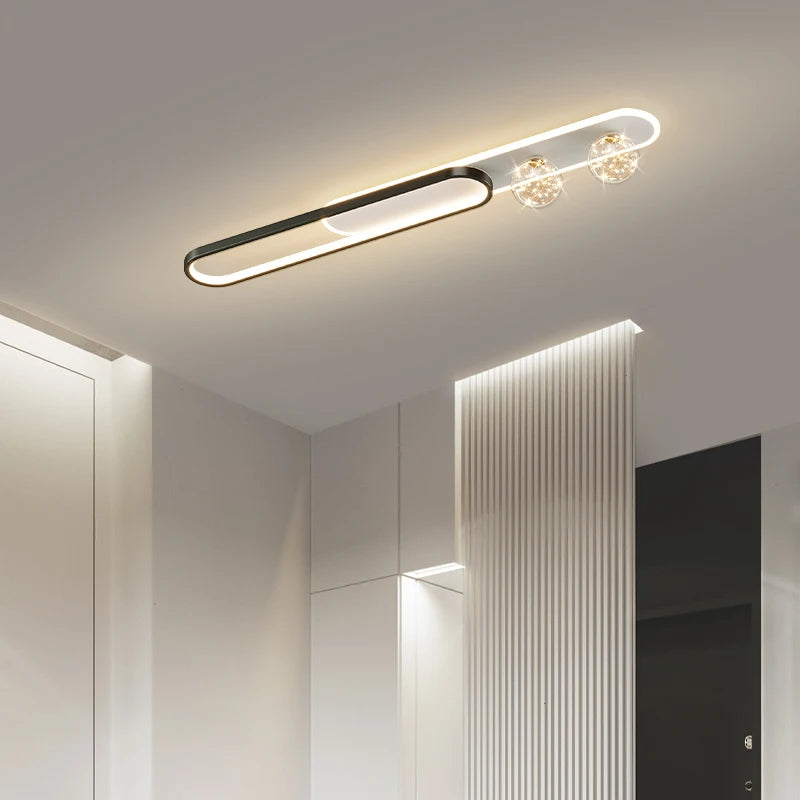 lustre moderne de luxe simple étoilé longue bande encastrée - vue 3 sur 14