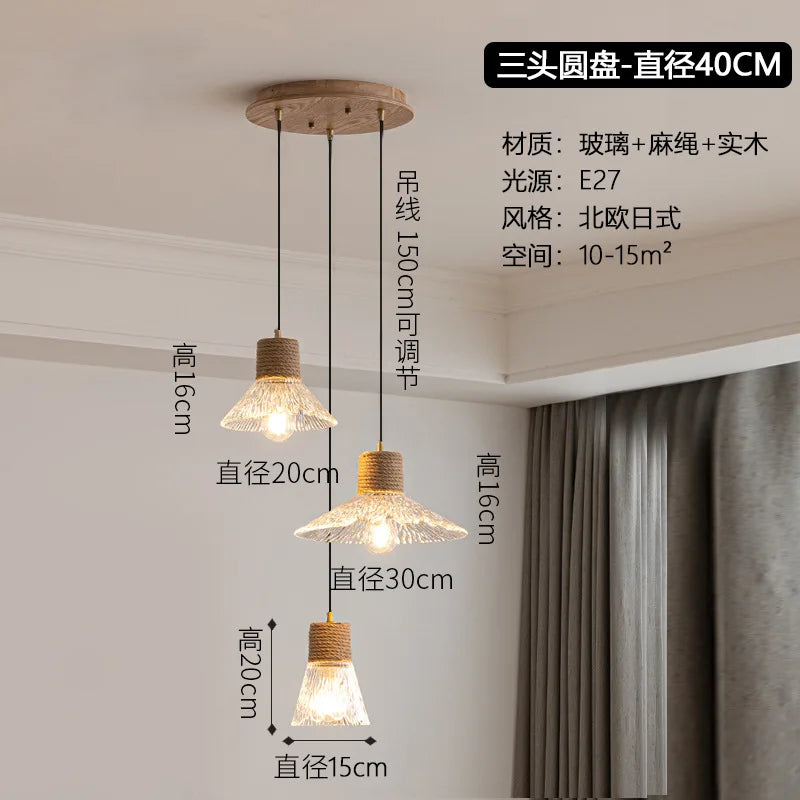 lustre nordique japonais trois têtes style bûche pour intérieur créatif - vue 12 sur 13