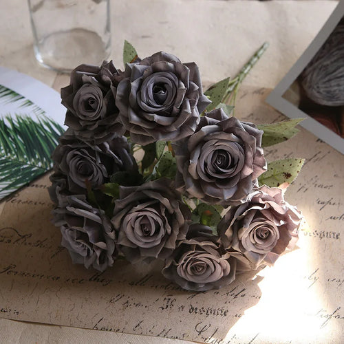 fleurs de roses artificielles bouquet décoration pour la maison et bureau - vue 8 sur 14