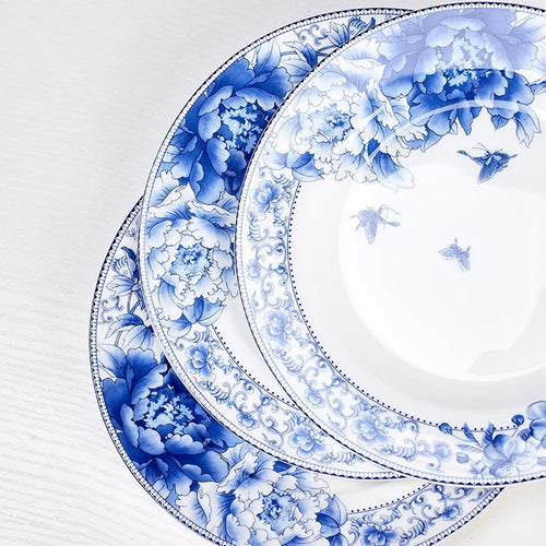 Assiettes poisson porcelaine jingdezhen style chinois floral