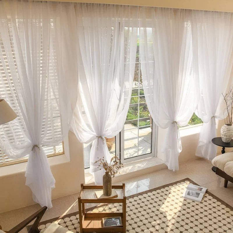 Voilage tulle léger moderne pour fenêtre salon chambre - vue 4 sur 7
