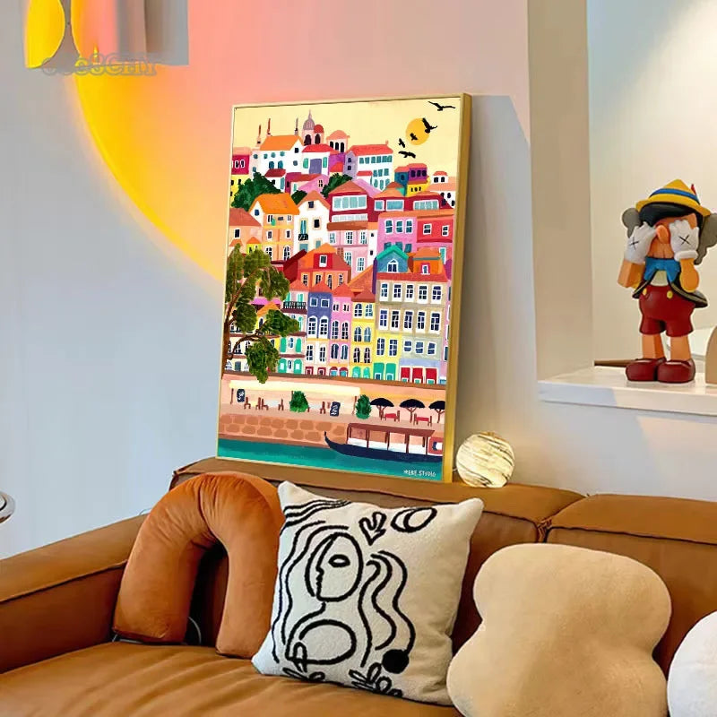 affiches colorées de paysages abstraits pour décoration intérieure