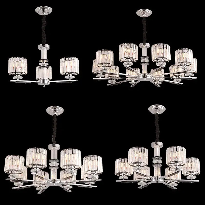 lustre en cristal luxe nordique éclairage métal chromé verre transparent