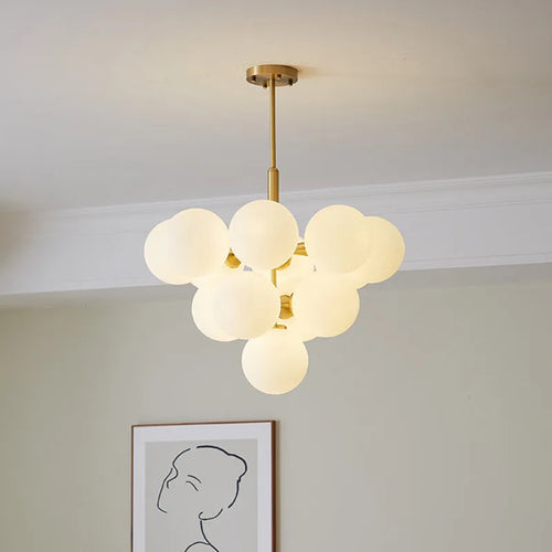 suspension LED design nordique en boule de verre - vue 4 sur 12