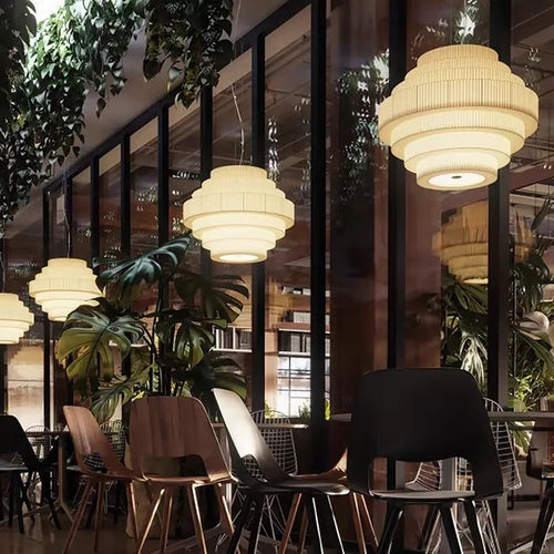 suspension lampe à boule en tissu nordique design artistique pour restaurants - vue 2 sur 11