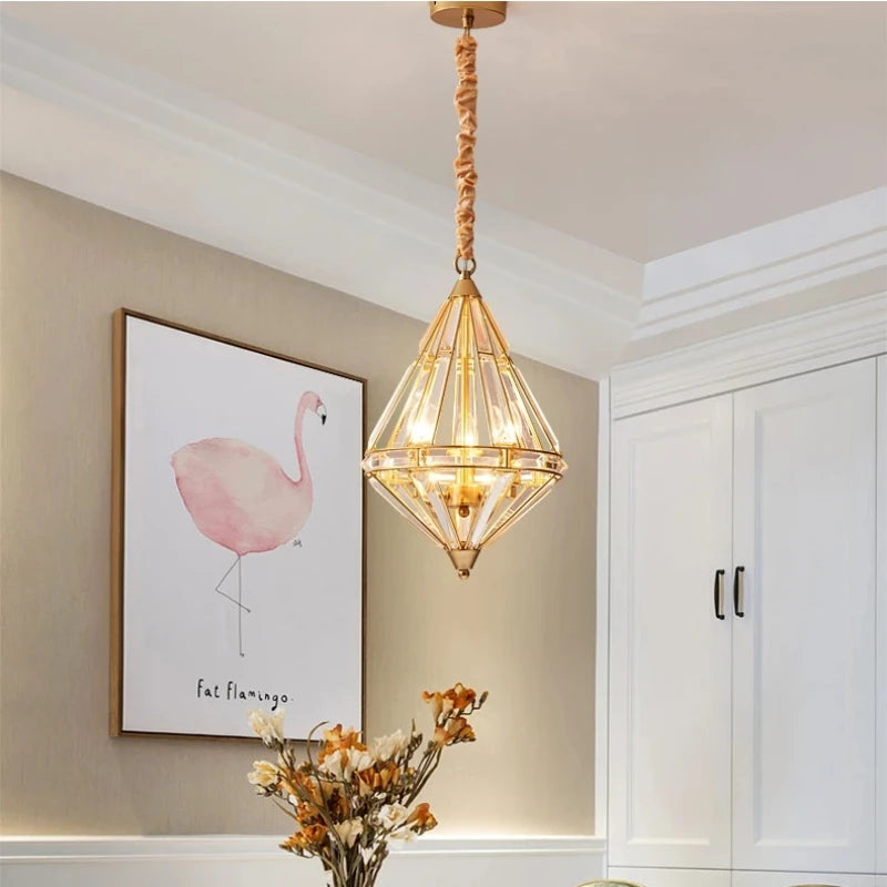 suspension en cristal doré design nordique pour décoration élégante - vue 4 sur 7