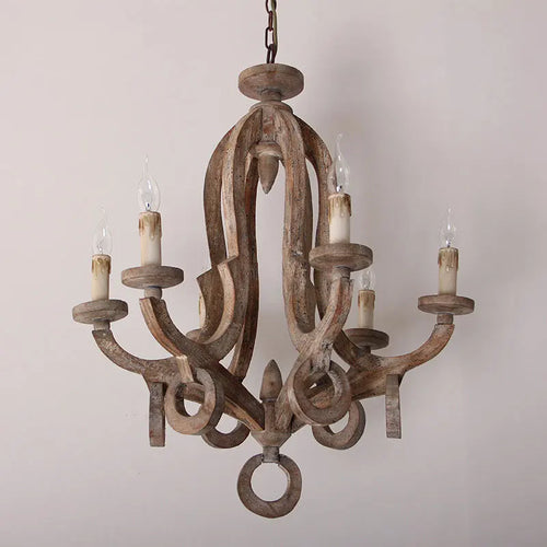 lustre vintage en bois massif style américain pour divers espaces