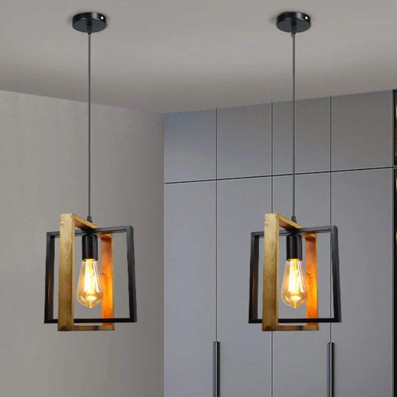 lustre vintage en bois pour cuisine et restaurant