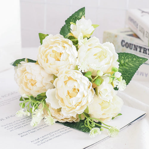 fleurs artificielles soie pivoine hortensia décoration mariage bouquet - vue 37 sur 40