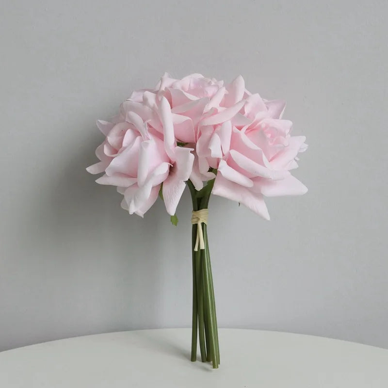 bouquet de roses artificielles à bords bouclés pour mariage et décoration - vue 8 sur 14