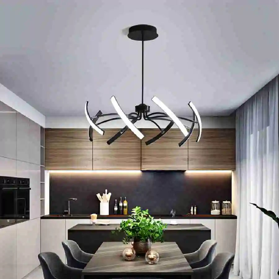 Black Chandelier Iron Dimmable Lamp Design, Suitable For Bedrooms, Living Rooms, Dining Rooms, Kitchens, Adjustable Chandeliers - vue 7 sur 14