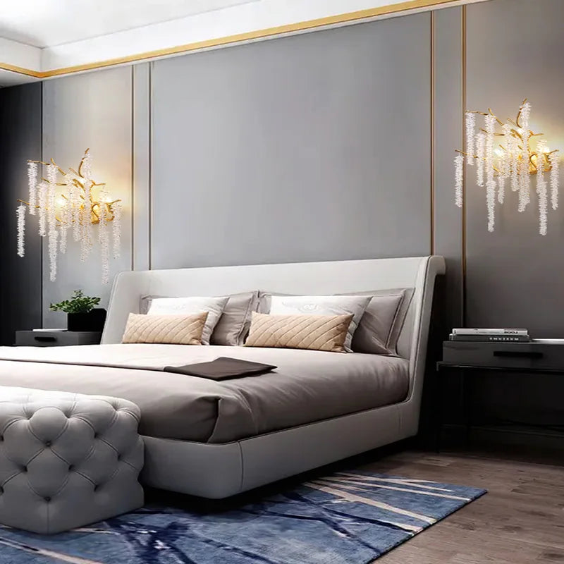 applique murale moderne en cristal avec branches de cerisier design art déco - vue 6 sur 10