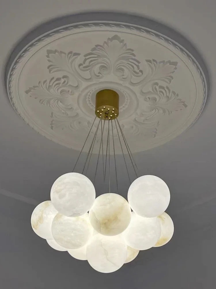 lustre en cuivre de luxe avec marbre naturel espagnol pour décoration moderne - vue 3 sur 7