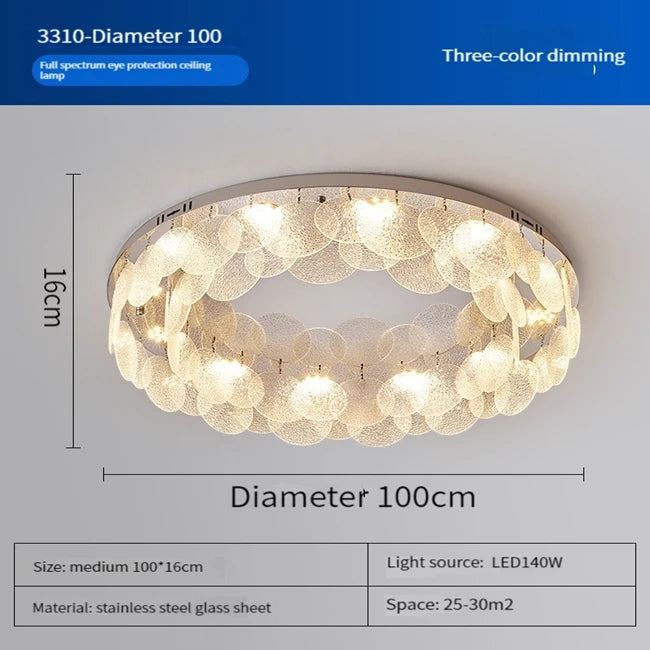 plafonnier led rond en verre pour décoration intérieure