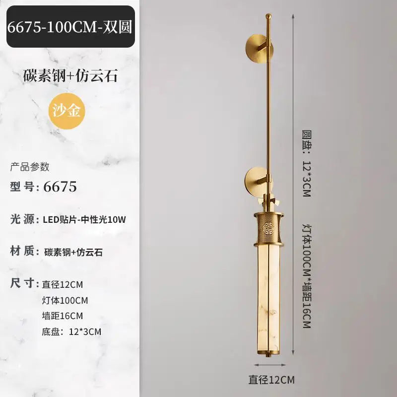 applique murale en marbre style chinois avec éclairage led design - vue 11 sur 14