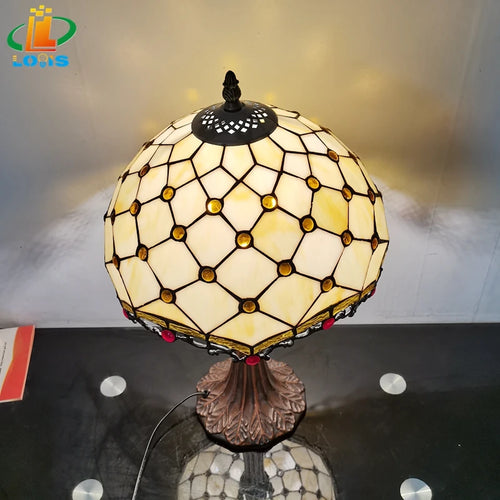 lampe à poser style tiffany en verre rétro pour intérieur élégant - vue 4 sur 6
