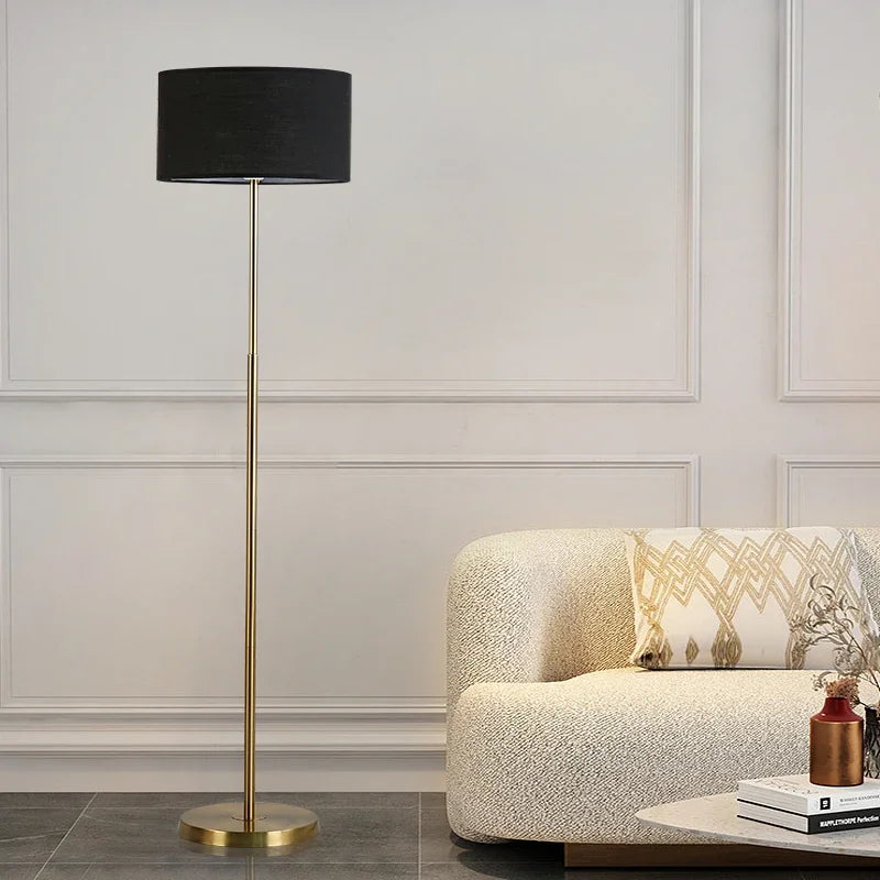 lampadaire moderne en métal avec abat-jour en tissu - vue 2 sur 6