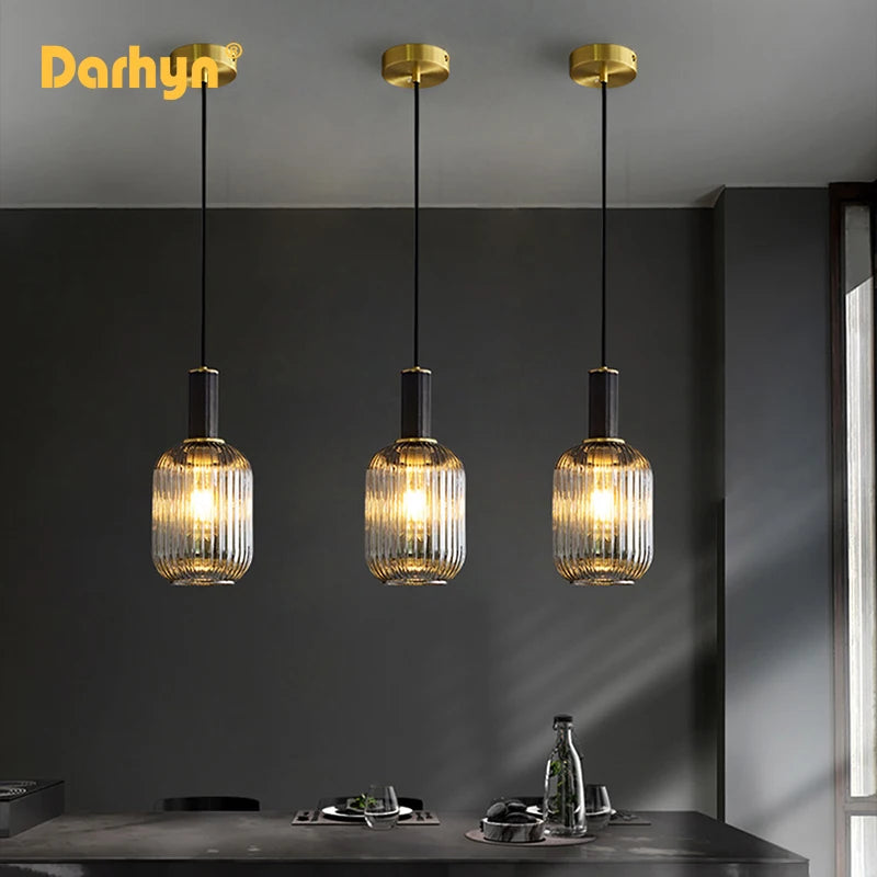 lustre rétro led en verre pour décoration intérieure