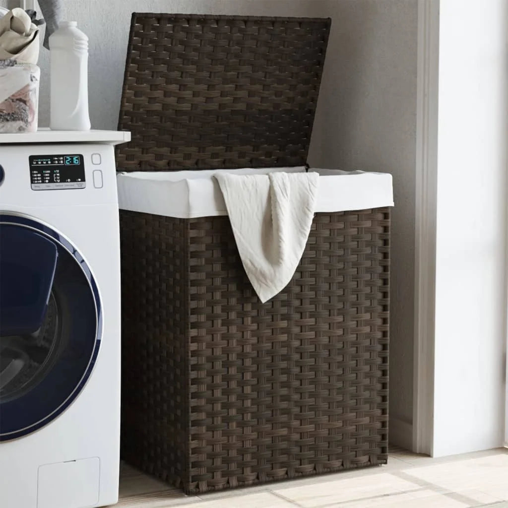 panier à linge avec housse en rotin foncé élégant et pratique - vue 7 sur 7