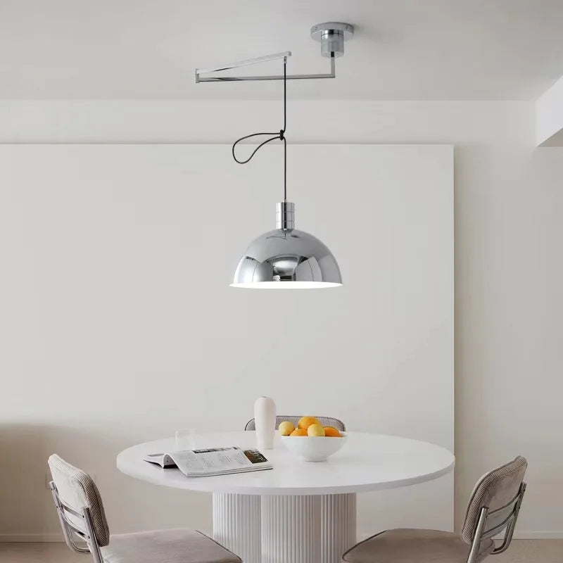 Suspension extensibles nordiques LED blanc noir Chrome abat-jour bras oscillant suspension pour salon Table à manger décor