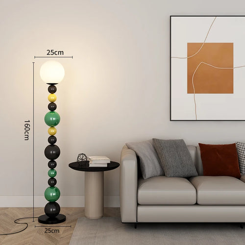 lampadaire moderne à perles colorées et abat-jour en verre - vue 10 sur 9