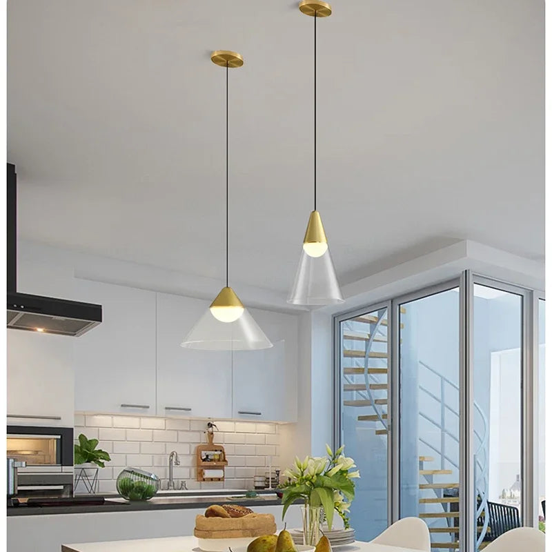 Lamp Modern Pendant Light, 1-Light Gold LED Pendant Light Fixture For Kitchen Island Bedroom Hallway Dining Room Living Room Ca