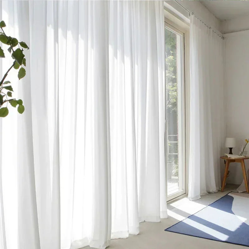 Voilage froissé moderne léger pour salon chambre fenêtre - vue 7 sur 9