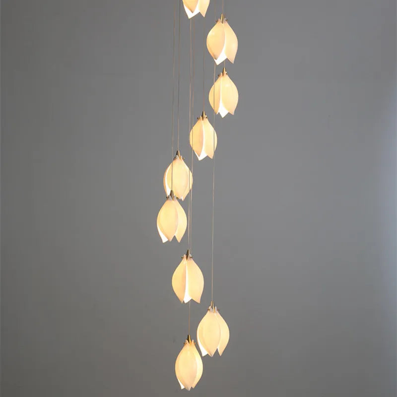 Suspension LED en forme de fleur en verre