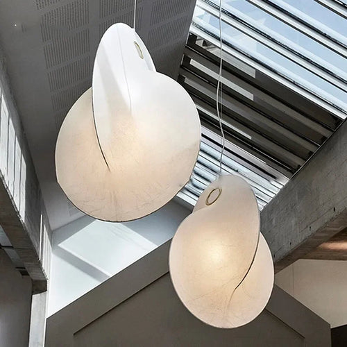 lustre led en soie nordique wabi sabi suspendu pour décoration maison - vue 4 sur 12