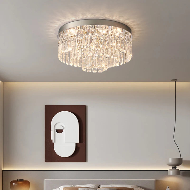 plafonnier en cristal luxe style français atmosphère simple 2024 - vue 5 sur 9