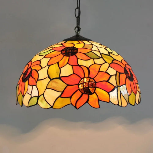 Lustre en verre coloré Tiffany rétro européen - vue 18 sur 29