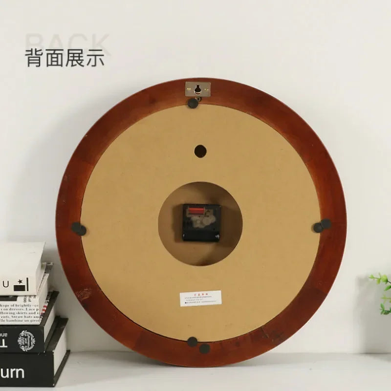 horloge murale luxe en bois et métal style rétro silencieuse - vue 11 sur 14