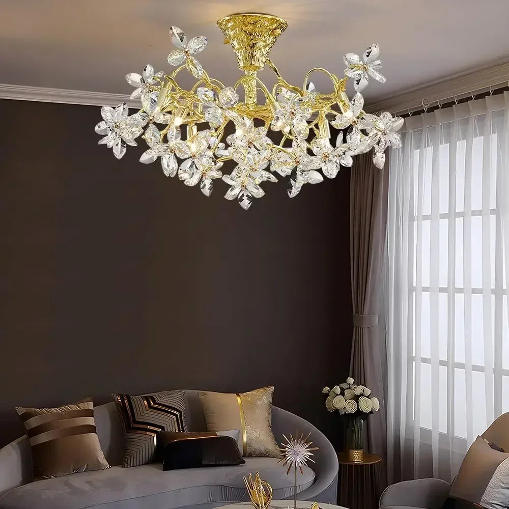 lustre en cristal de luxe pour décoration vintage intérieure