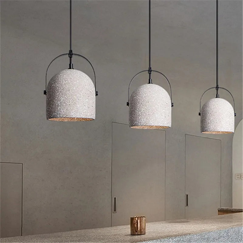 suspension en béton design abat-jour terrazzo style industriel créatif
