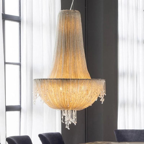 suspension en cristal transparent au design rétro et luxueux - vue 5 sur 10
