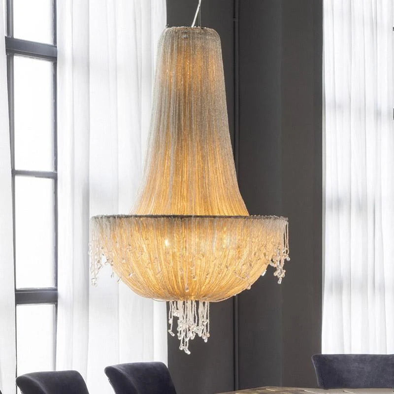 suspension en cristal transparent au design rétro et luxueux - vue 5 sur 10