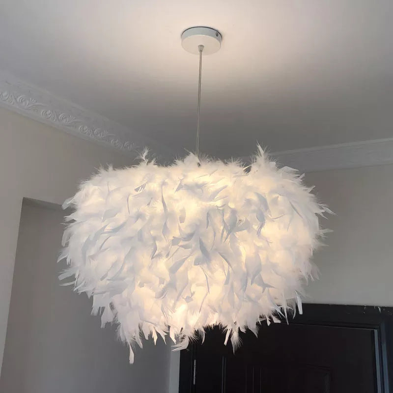 Suspension moderne en plumes E27