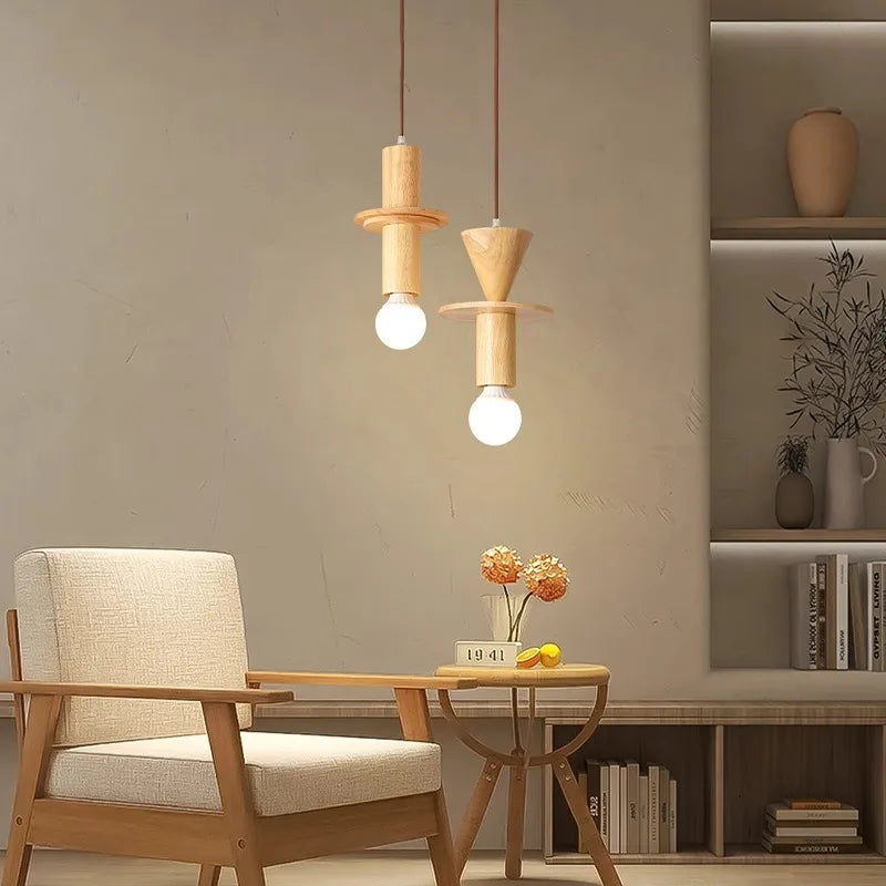 suspension moderne en rondins style japonais pour intérieur élégant - vue 4 sur 10