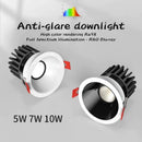 LED downlight embedded ceiling light, cool white/warm white AC220V 3 kinds of dimming colors 5W 7W 10W home eye protection light