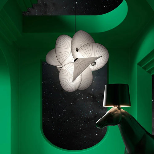 lustre 	 en tissu design réglable pour éclairage maison - vue 4 sur 7
