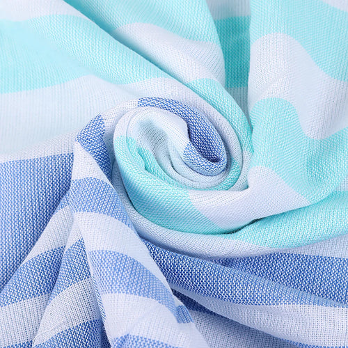 serviette de plage turque coton rayures pompons légère