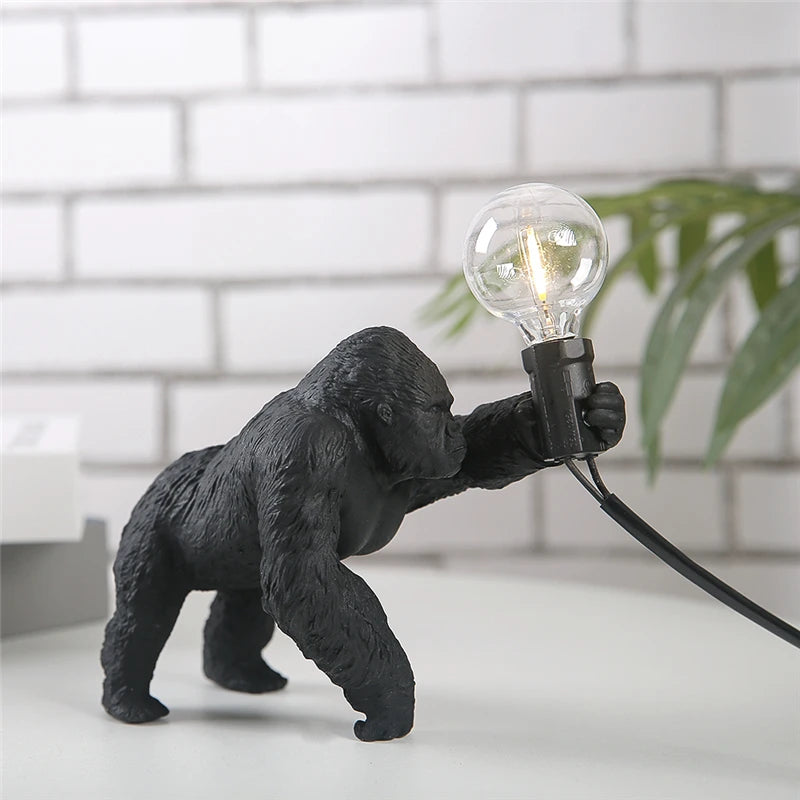 lampe à poser nordique king kong en résine personnalisable animaux - vue 5 sur 15