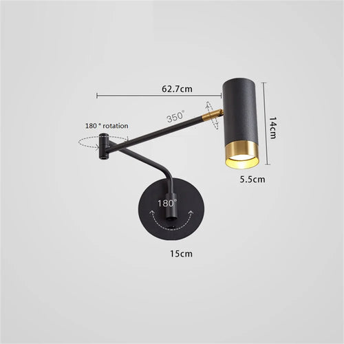 applique murale led pivotante avec interrupteur et bras flexible - vue 3 sur 8