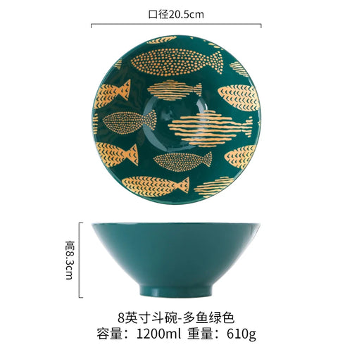 Bol ramen japonais ceramique motif floral 12l